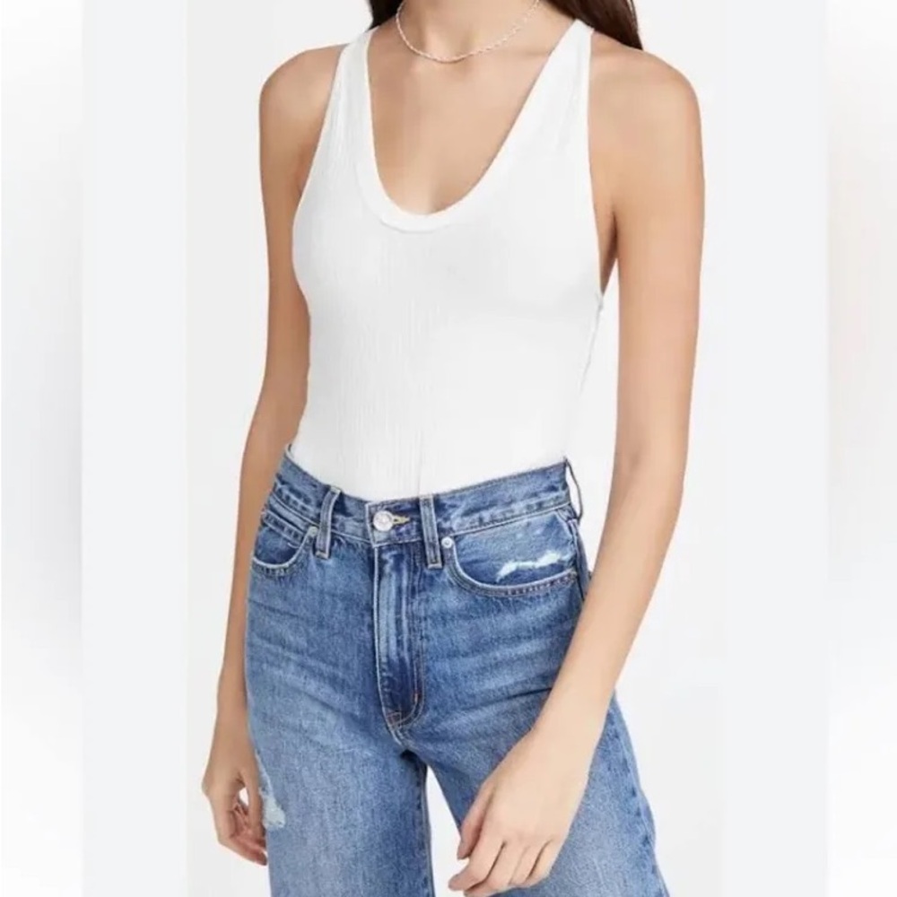 REVOLVE- Free People White Ribbed Tank Top